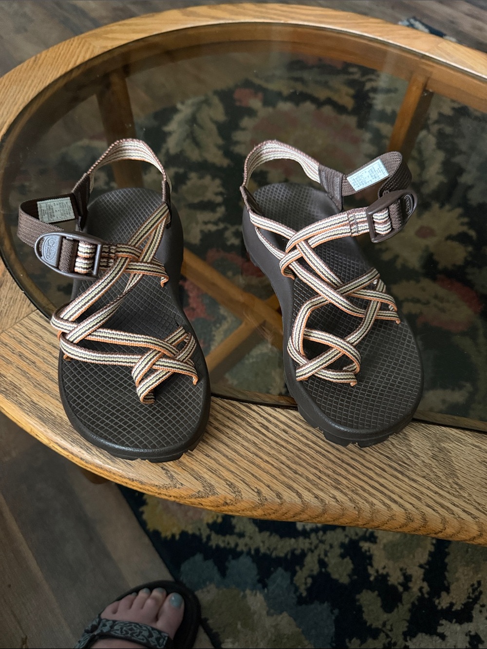 Chaco Women's Brown Sandals with Tan & Cream Straps